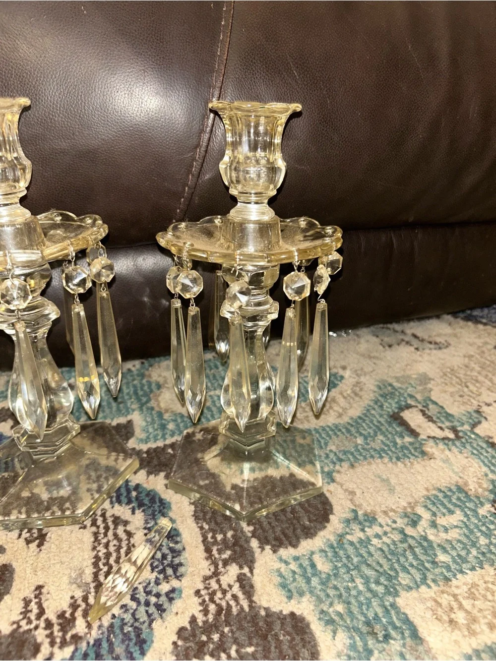 GORGEOUS VINTAGE CRYSTAL CHANDELIER CANDLESTICKS